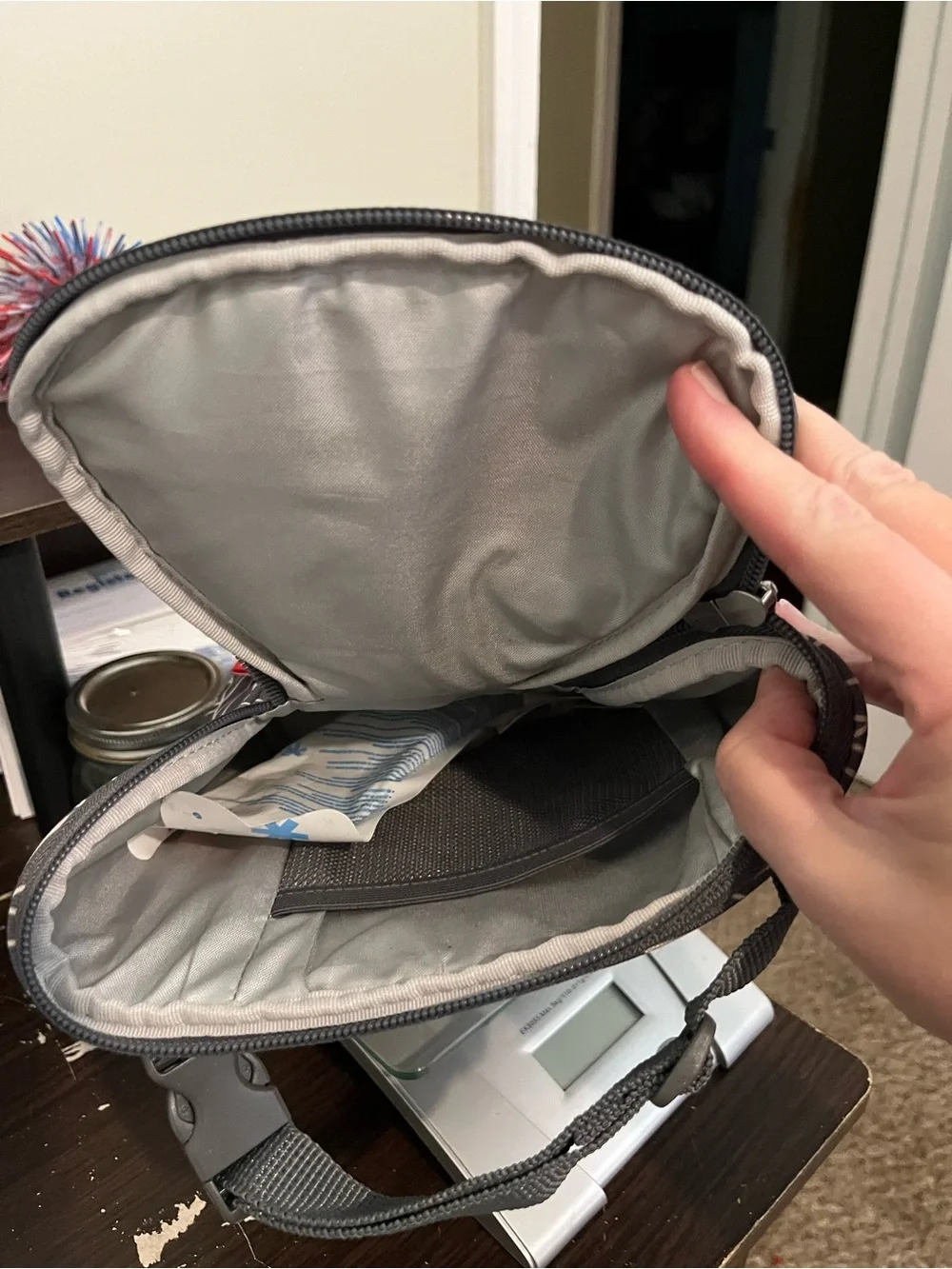 Skip Hop Gray Chevron grab & go double bottle Bag